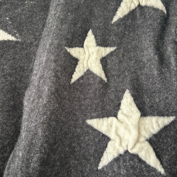 Philosophy 100% Cashmere Charcoal and White Stars Open Front Long Wool Cardigan - Picture 7 of 8